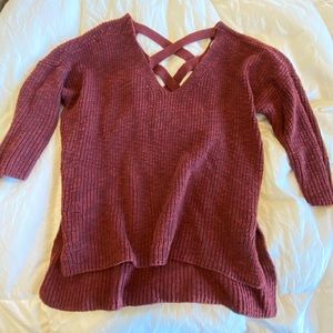 Crisscross back sweater with 3/4 sleeves